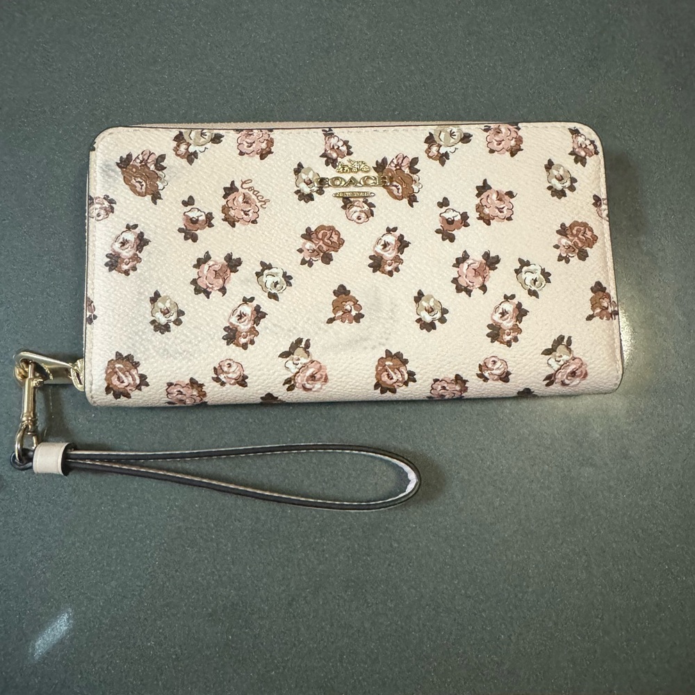 Coach Long Zip Around Rosette Print